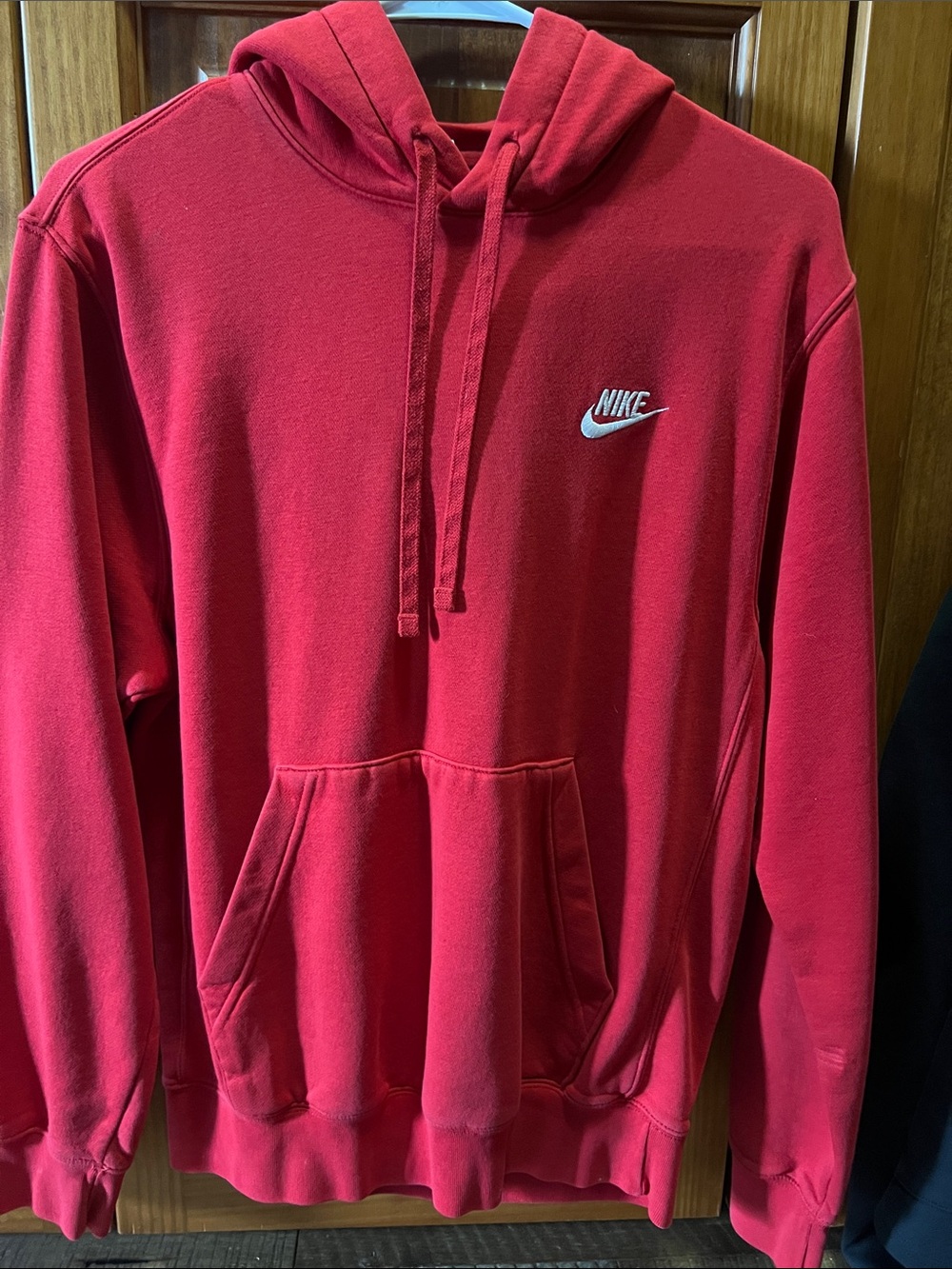 Nike Men's Red Pullover Hoodie with White Swoosh sz XS